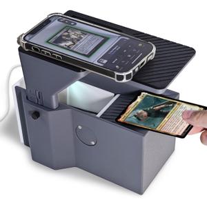 MTG Card Scanner Stand for Unsleeved Standard Size Cards - Pro - Efficiently Scan Trading Cards - Quick MTG Card Price with ManaBox & TCG Scanner for ManaBox Users, Dark Gray, Lighting