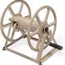 Liberty Garden 709 Steel Wall/Floor Mounted Hose Reel, Holds 200-Feet of 5/8-Inch Hose - Tan, 17.6 x 22 x 15