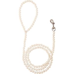 QWINEE Pearl Beaded Pet Leash Cat Dog Leash Elegant Puppy Leash Pet Leash with Lockable Hooks for Small Medium Dogs Cats Kitten White One Size