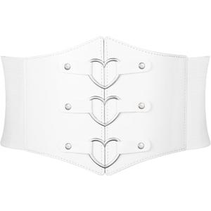 Women Corset Belt Metal O-Ring Heart-Ring Wide Elastic Waspie Waist Belt for Daily Cosplay Halloween Costumes (36" fit waist: 34" -39")
