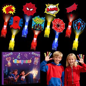 36 Pcs Spider Themed Party Favors LED Finger Lights for Kids, Superhero Glow in the Dark Party Supplies, Goodie Bag Stuffers Classroom Treasure Box Prizes for Boys Girls