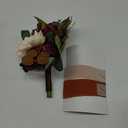 Ling's Moment Artificial Flowers Terracotta Bridesmaid Bouquet, Fall Wedding Flowers Bouquets for Bridesmaids, 7 Inch Bridal Bouquets for Bridesmaids, Wedding Decor, Ceremony, Anniversary, etc (Or-burnt Orange)