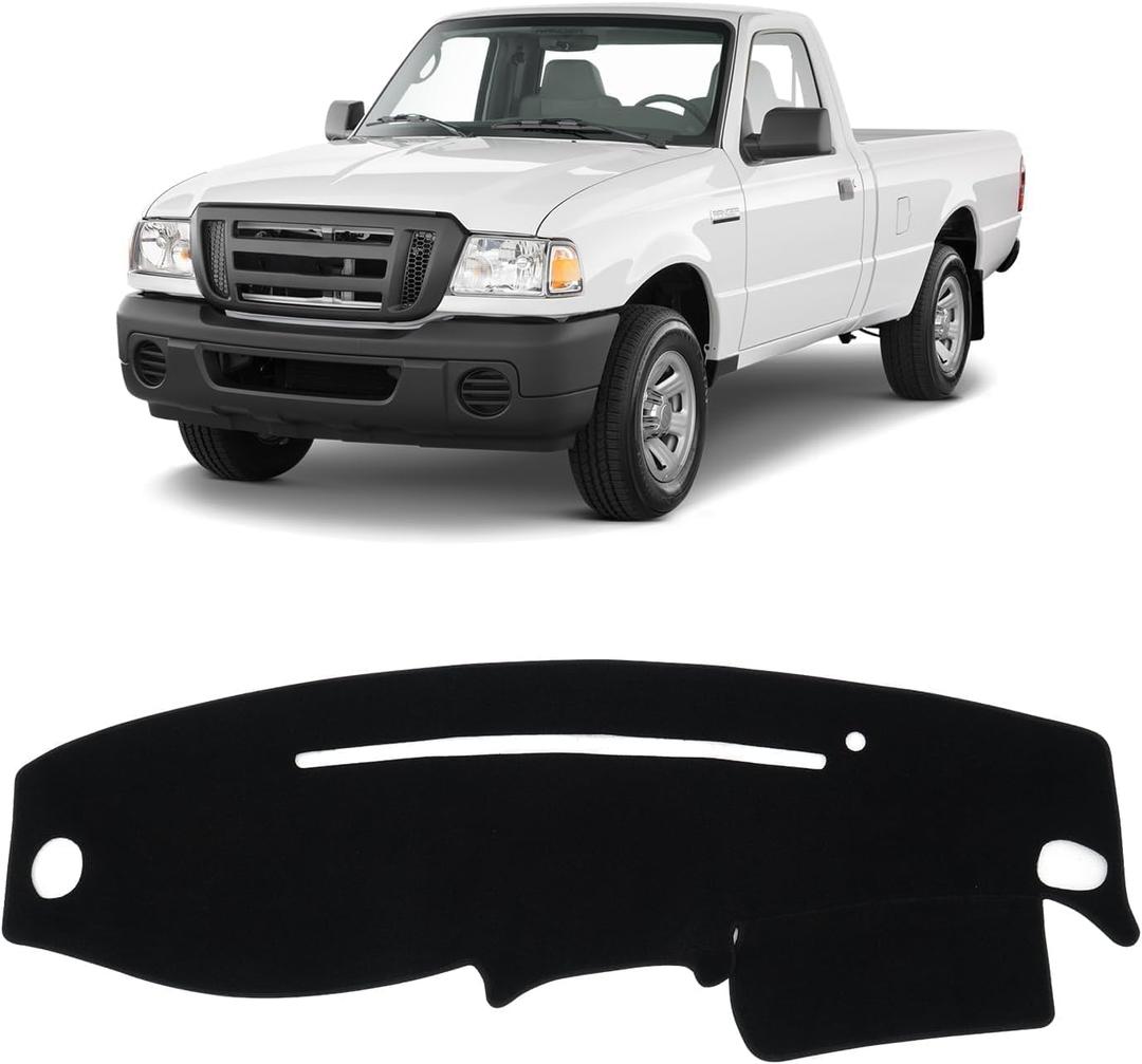 KUST Car Dash Cover for Ford Ranger 1995-2011/Ford Explorer 1995-2001/Mazda B2300 B2500 B3000 B4000 1995-2008/Mercury Mountaineer 1997-2001 Polyester Dashboard Cover Accessories for Ranger Black