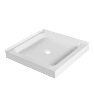 Fine Fixtures 32" x 32" Double Threshold Acrylic Shower Base with Non-Slip Textured Surface - Durable White Shower Floor Pan for Safe, Reliable Bathroom Use