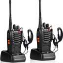 pxton Walkie Talkies Rechargeable Long Range Two-Way Radios with Earpieces,2-Way Radios UHF Handheld Transceiver Walky Talky with Flashlight Li-ion Battery and Charger, 2 Pack