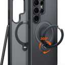 TORRAS 360 Spin Magnetic Stand for Samsung Galaxy S25 Ultra Case, Fit for Magsafe, Military Grade Slim Protective S25 Ultra Case with Kickstand & Ring Holder, Ostand Spin, Translucent Frosted Black