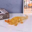 Crocodile Figurine Gold Clear Acrylic Alligator Statue Crystal Finish, Animal Statues Home Decor Alligator Souvenir, for Office Coffee Table TV Cabinet Entrance Luxury High End Christmas Decoration