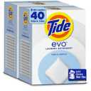 Tide evo Laundry Detergent Free & Gentle Works on 100% of Common Stains Concentrated Travel Detergent HE Compatible and Instant Dissolve Fights Stains Better than Leading Detergent Sheet, 40 Count