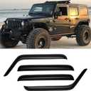 Window Visors for 2007-2018 Jeep Wrangler JK Unlimited 4-Door, Rain Guards Shields Vent Deflector Shade Dark Smoke 08 09 10 11 12 13 14 15 16 17, Tape-On, 4PCS