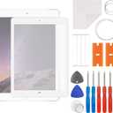 New White Front Screen Glass Outer Panel Lens Replacement Compatible with iPad air 2 with OCA Upgraded Repair Kit- No LCD Screen and Touch Digitizer