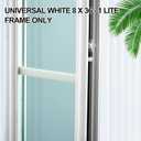 1 Pcs 8" x 36" Entry Door Glass Insert with Low-e Clear Glass 3 Lites with Grilles Between Glasses Raised Frame White Exterior Front Door Sidelite Window Inserts Replacement Kit for Home Improvement