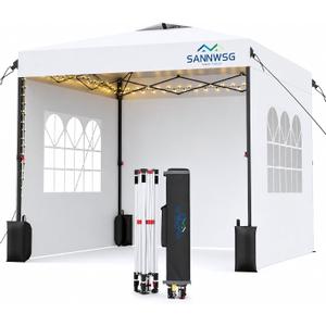 8X8 Pop Up Canopy Tent Easy Up Canopy with 3 Sidewalls