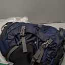 75L Hiking Backpack with Rain Cover Waterproof Camping Backpack Shoes Warehouse for Men Women, Frameless (Navy)