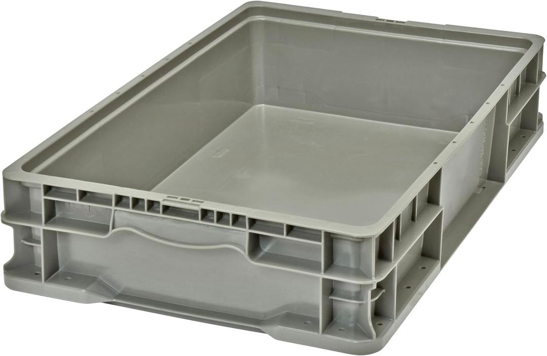 Hudson Exchange 24 x 15 x 5" (3 Pack, 5.2 Gallon) Straight Wall Handled Storage Container Tote, Gray/Brown