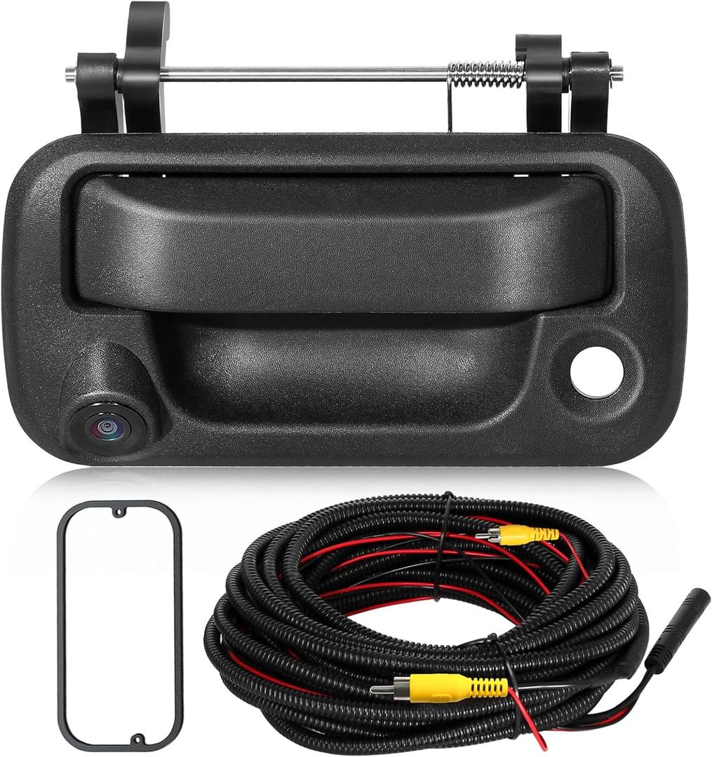 EWAY Tailgate Handle Rear Backup Camera for 2004-2016 Ford F150 F250 F350 F450 F550 Super Duty Explorer Lobo, Lincoln Mark LT Tailgate Latch Door Handle Reverse Back Up Camera RCA Connector w/Key Hole