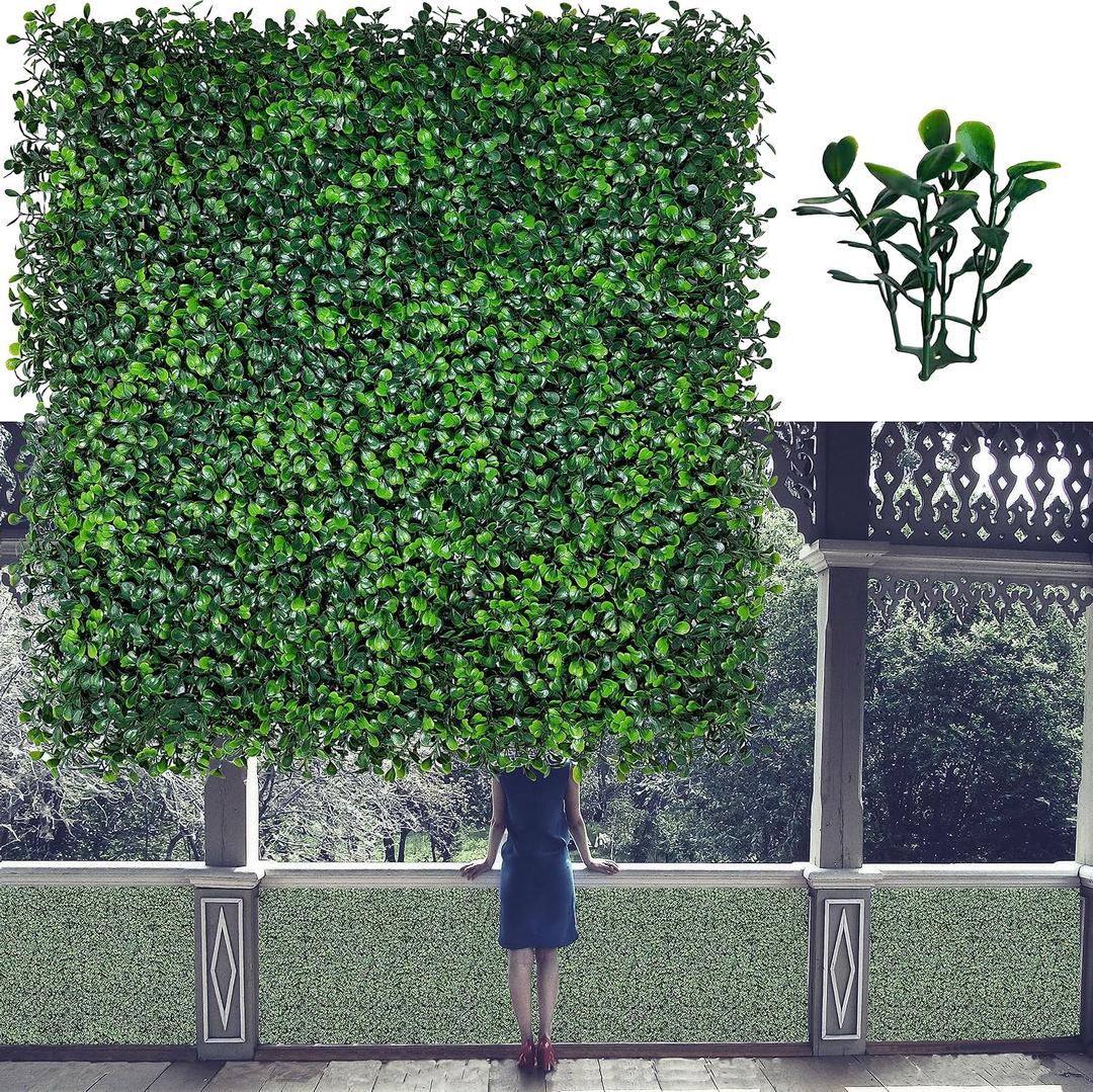 ODTORY Artificial Grass Wall Panels,20X20 in 6P UV-Anti Greenery Boxwood Panels for Indoor Outdoor Green Wall Decor & Ivy Fence Covering Privacy