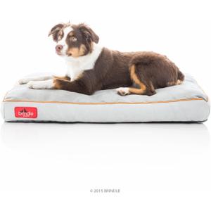 Brindle Stone Shredded Memory Foam Dog Bed - Pet Essentials - Orthopedic Design - Crate Compatible - Machine Washable Cover - Indoor Pet Bed for Dogs, Puppies, Cats, and Rabbits - Size Medium 28 x 18