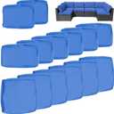 14Pcs Outdoor Cushion Covers Replacement Washable w/Zipper for 6-Seaters Sofa Patio Slipcovers Set Seat and Back Covers Only-23.6x23.6x4inch