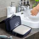 Hanging toiletry bag for men - large functional hanging travel toiletry bag with detachable wet/dry compartments. mens hanging toiletry travel bag (dark blue)
