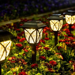 GIGALUMI Solar Lights Outdoor Waterproof, Pack of 6 LED Solar Garden Lights, Outdoor Decorations, Garden Decor for Yard, Patio, Landscape, Planter, Walkway (Warm White)
