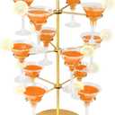 QPIX DIGITAL Champagne Tower,Metal Cocktail Tree Stand 3 Tier - 12 Holders For Champagne, Cocktails, Martini, Margarita Cups at Weddings,Bridal Parties & Events,Cocktail Glass Gold Holder
