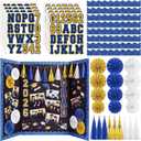 29 Pcs Graduation Photo Poster Board Decorations Set Include 16 Sheets Graduation Themed Stickers 12 Pcs Grad Fans a Tassel Garland for 2026 Grad Party Picture College Photo Frames(Blue), 11 x 7.3 inches, 9.8 x 11.8 inches