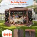 VEVOR Pop up Gazebo Screen Tent, 12 x 12 ft Large 6-Sided Camping Canopy Tent with Removable Top & Carry Bag, Quick-Set & Bite-Proof, Screen House Sun Shelter for 8-10 Persons Backyard Patio, Brown