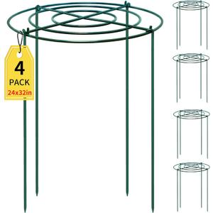 4pack Peony Cages and Supports, 24 x 32 Inch Four Legs Peony Cage, Heavy-Duty Peonies Support Cages, Peony Ring for Roses, Hydrangeas, Sage, Peonies, Cucumbers, Tomato