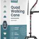 PELEGON Quad Cane (300LB) - Adjustable Walking Cane with A Large 4 Pronged Base for Extra Balance & Stability, Walking Canes for Seniors, Walking Cane for Men & Women, Walking Sticks (Flowers)