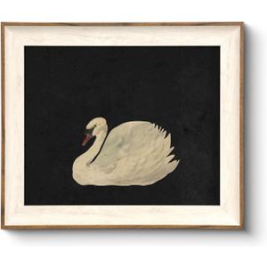 VIYYIEA Framed Wall Art for Living Room, Swan Art Canvas Prints, Vintage Home Decor, Animals Painting Picture, Bathroom Wall Decor Gifts for Friends or Family - 12L x 10W