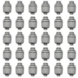 Conduit Connectors, 1/2 Inch Liquid Tight Connector NPT Non-Metallic for PVC Electrical Flexible Conduit Fittings, 180 Degree Straight, UL Listed for Home Outdoor Tubes Tools, Grey (30-Pack)