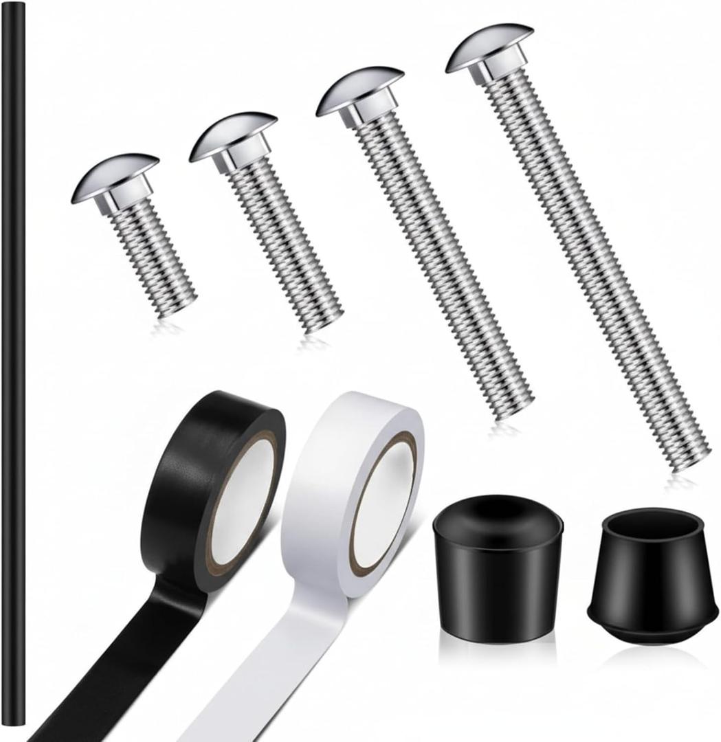 Threlaco 6 ft Aluminum Color Guard Flag Pole with Color Guard Weight Anchor Set Plastic Black End Cap Tips and Tape for Standard Lightweight Practice Pole Flags(Black)