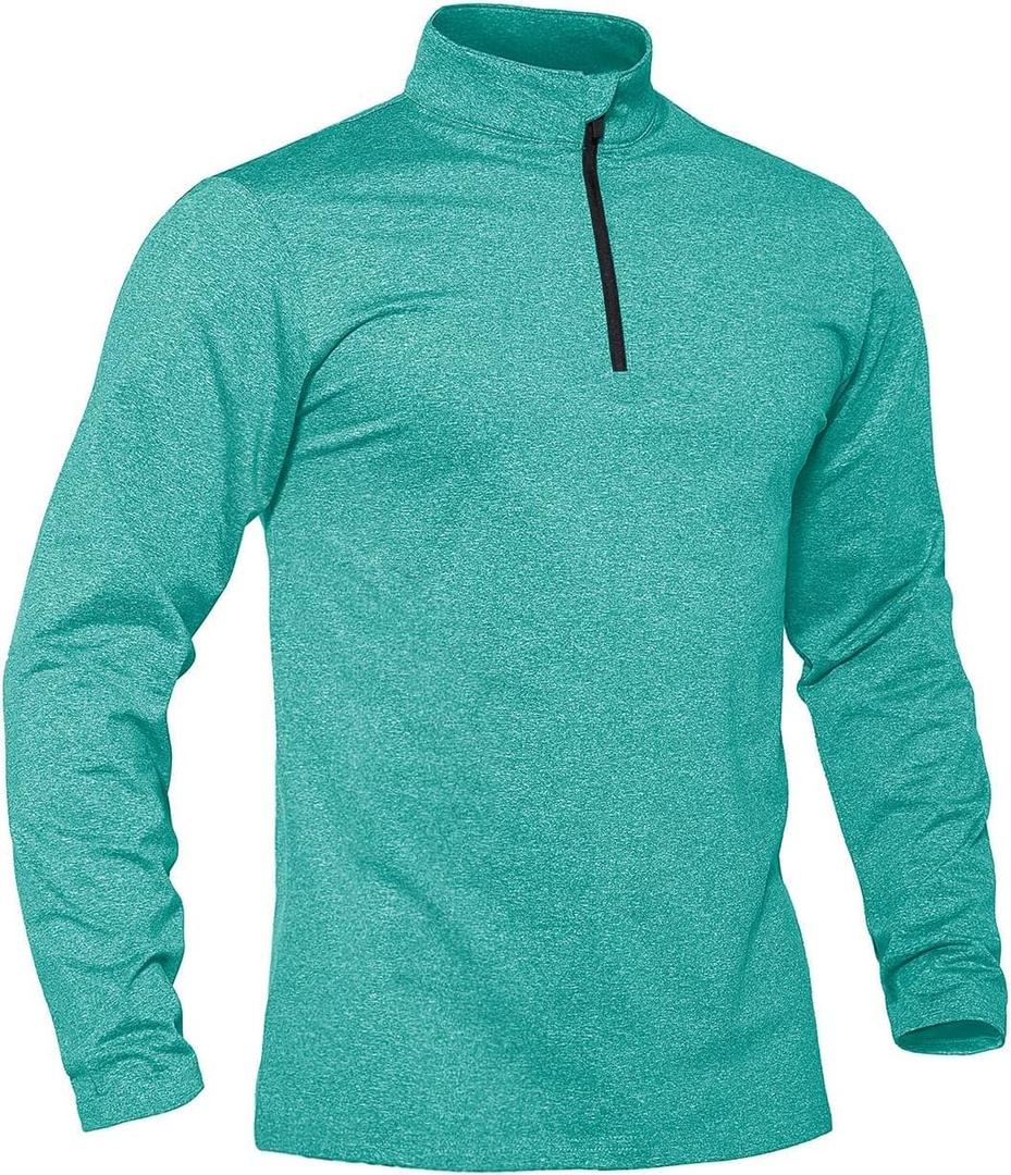 TACVASEN Mens Quarter Zip Pullover Long Sleeve Golf Shirts Fleece Lined | Golf Workout Athletic,Quarter Zip,Winter Thermal Warm,Fleece Lined,4 Way-Stretch,Lightweight,Long Sleeve (Blue, XXL)