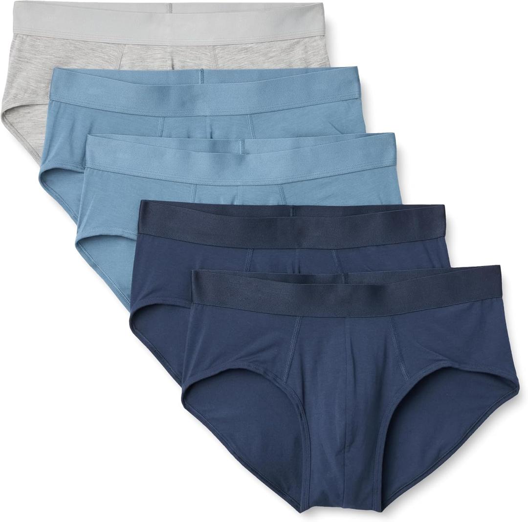 Amazon Essentials Men's Super Soft Modal Fabric Brief, Small, Deep Blue/Grey Marl/Navy