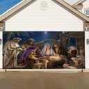 Christmas Garage Door Cover Banner Backdrop Decorations Large Nativity Hanging Door Background for Indoor Outdoor Patio Lawn Outside Dcor Party Supplies Christmas Back(Size:400x180cm/13x6ft,Color:B)