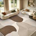 Yinhua Abstract Area Rug 9x12, Brown Living Room Rug Washable Modern Rugs Non Slip, Soft Area Rugs Low Pile, Faux Wool Carpet for Bedroom, Dining Room, Brown