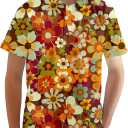 Funny Shirts for Men,Novelty Men's Hawaiian Shirts Short Sleeve Button Up Shirt Men Beach Outfit (XX-Large, Retro 70s Hippie Floral)