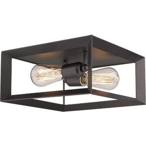 Emliviar 2-Light Ceiling Light, 12" Flush Mount Ceiling Lighting Fixture, Oil Rubbed Bronze Finish, 3040-2 ORB