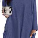TIYOMI Plus Size Shirts Long Sleeve Tunic Tops for Women XL-5XL (Blue, XL)
