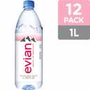 Evian Natural Spring Water, 1 L bottle, 12 pack (EXP 02/04/27)