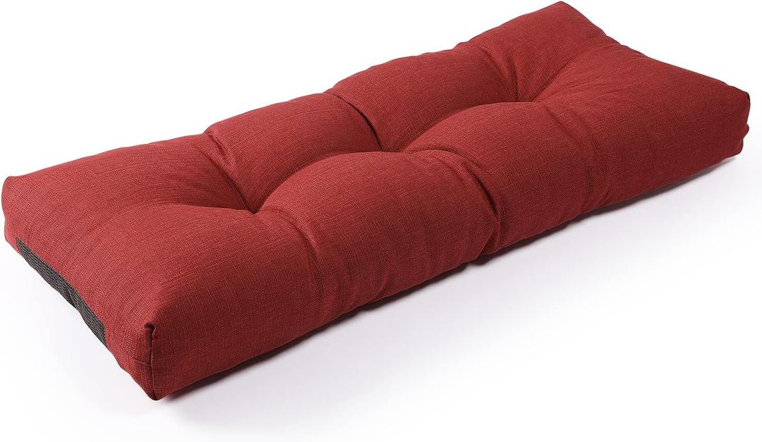 SUNROX LokGrip Non Slip Tufted Memory Foam Bench Cushion, FadeShield Water Resistant Durable Thicken Outdoor/Indoor Bench Seat Pads 36x14x4 inch, Burgundy (36x14 Inch (Pack of 1))