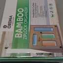 6 IN 1 Bamboo Baggie Organizer for Drawer with Labels, Expandable Storage Bag Organizer with Aluminum Foil and Saran Wrap Cutter Compatible with Quart, Gallon, Sandwich and Snack Size Bags