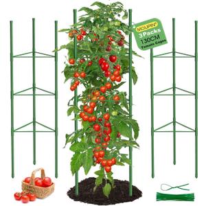 3 Pack Tomato Cages, 51.2in Tomato Plant Support Stakes Heavy-Duty, Garden Tomato Cages & Trellis for Climbing Vegetables, Tomatoes, Peppers, and Potted Plants(3), 51.2 inches x 13 inches x 13 inches