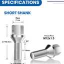 GAsupply 12X1.5 26mm Shank Lug Bolts Fit for BMW 128i 135i 318i 320i 325i 328i 335i M3 525i 528i 530i 535i M5 Z3 Z4 E36 E46 E60 E90 E92 E93, 20pcs OEM Length Wheel Bolts/Studs, 17mm Hex, Cone Seat