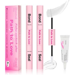 Lash Cluster Glue Set - 150H Strong Hold Waterproof Adhesive Eyelash Glue,Bond & Seal 2x5ml+5ml + 1x0.24oz Lash Glue for DIY Cluster Lashes, Home Use, Beginners & Pros (White, 3-Pack)