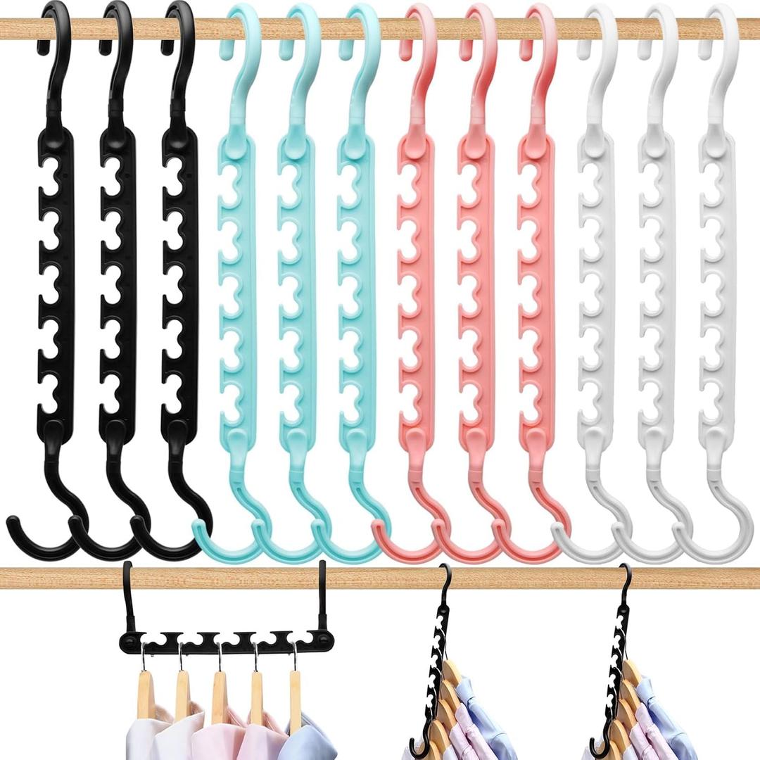 12-Pack-Closet-Organizers-and-Storage,Clothes-Organizer-Hangers for Heavy Clothes Sturdy Home Closet Organization and Storage,College-Dorm-Room-Essentials for Girls,Cloth-Storages-Space-Saving-Hangers