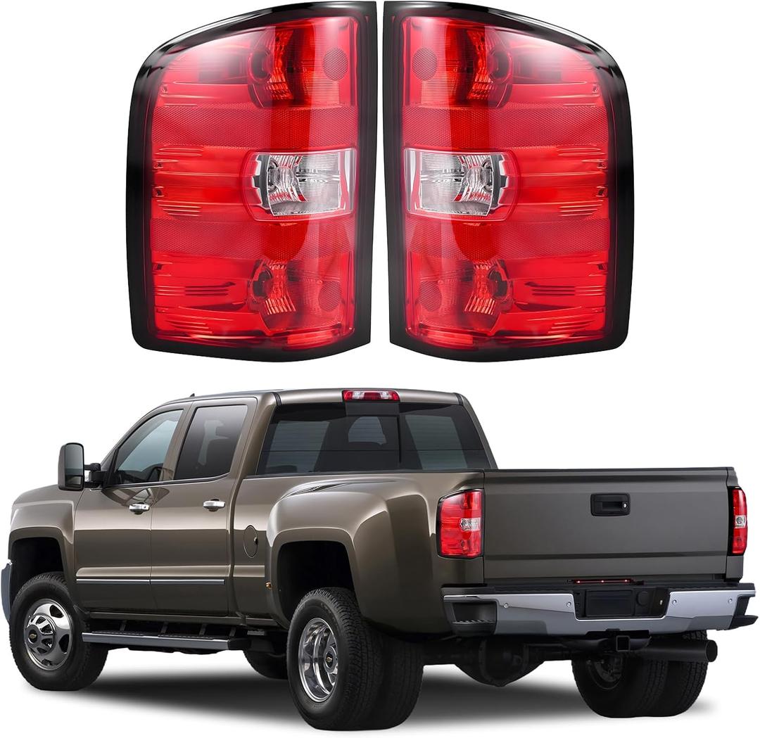 Tail Lights Assembly Compatible with 2007-2013 Chevy Silverado 1500 2500HD 3500HD Rear Brake Taillight Replacement Set Left Driver & Right Passenger Side, with Bulbs & Harness