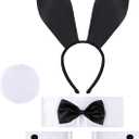 Spooktacular Creations Halloween Bunny Costume Accessories Set with Rabbite Ears Headband Bow Tie Tail Arm Cuffs Costume Set (Black)