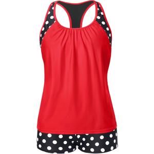 Tempt Me Women Tankini Swimsuits with Shorts - Two Piece Tummy Control Bathing Suit Racerback Sporty Swimwear 2025 (Small, Red Dot) Tempt Me Women Tankini Swimsuits with Shorts - Two Piece Tummy Control Bathing Suit Racerback Sporty Swimwear 2025 (Small, Red Dot)