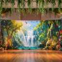 Oudain VBS 2026 Backdrop Decorations Rainforest Falls 9 x 20 ft Super Sized Wall Hanging Background for Students Exploring the Nature of God Photo Prop Banner for Sunday School Vacation Bible School